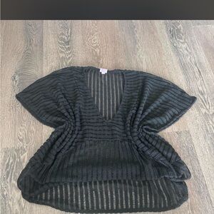 Target Black Short Sleeve Sheer Knit V-Neck Top